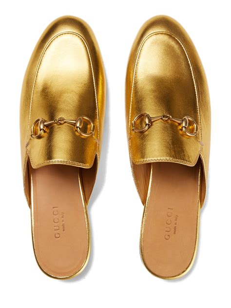 gucci gold metallic loafers